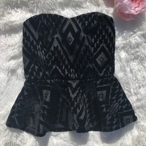 Charlotte Russe Black Strapless Shirt Velour Size